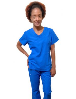 Royal Blue Women's Mock Wrap Top With Flare Cargo Pants