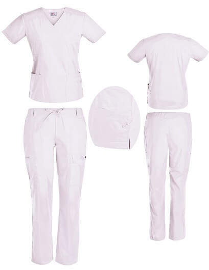 White Women's Mock Wrap Top With Flare Cargo Pants